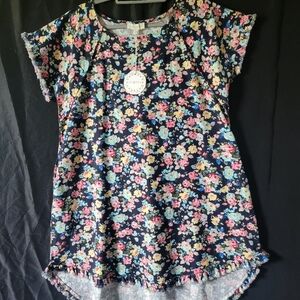 Umgee A-line Floral Dress With Raw Edge